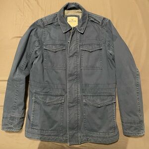 Blue Military Field Jacket Men's Hollister Lined Large Coat Y2K Army